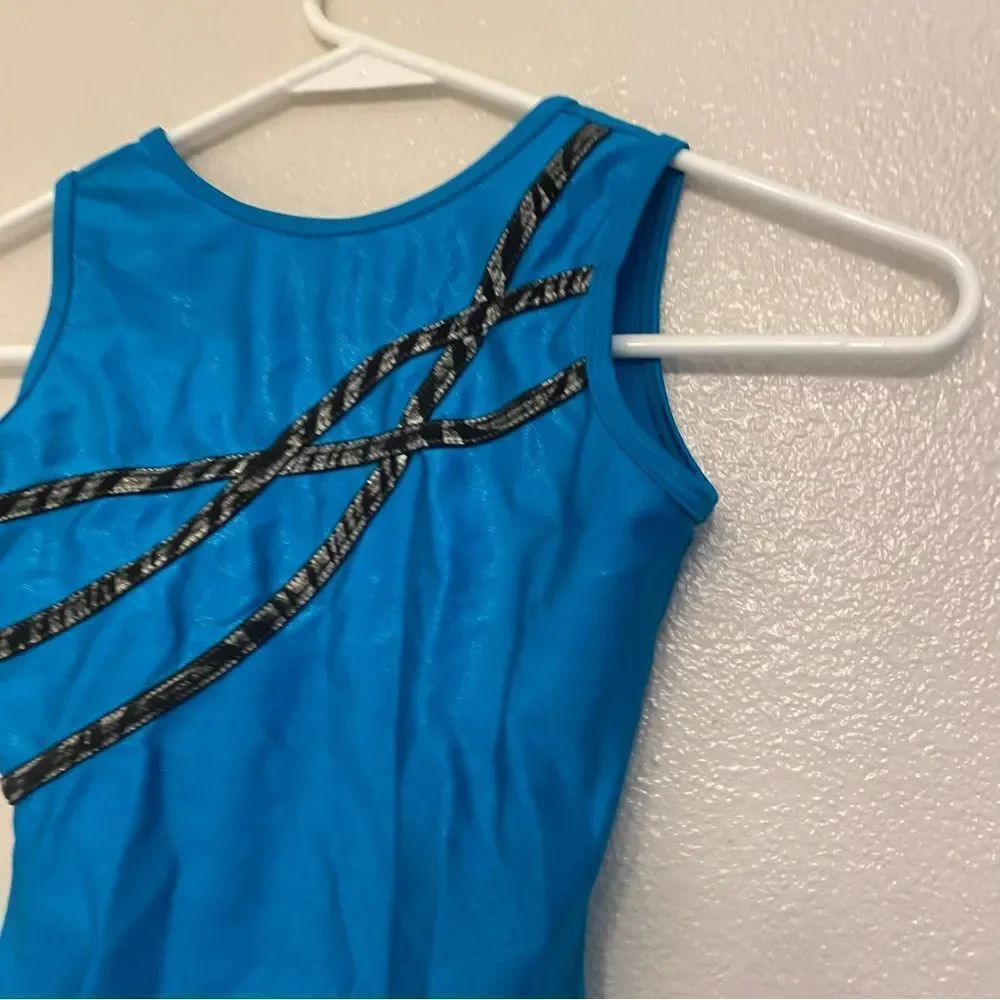 Satara Leos gymnastics tank practice aqua teal blue child MC 8-l0